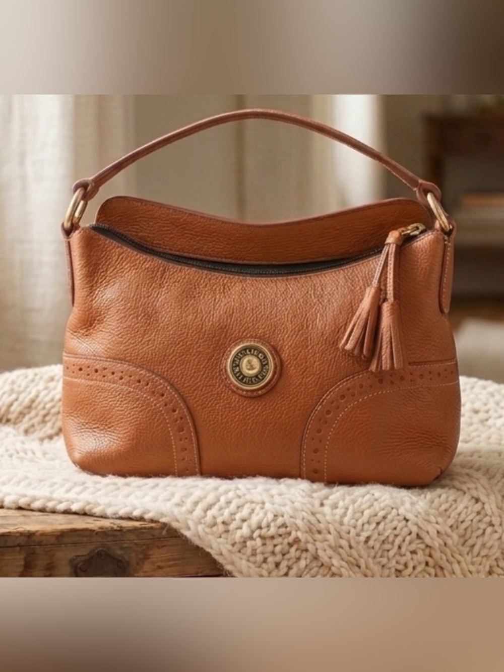 Dooney & Bourke Cognac Pebbled Leather Bag